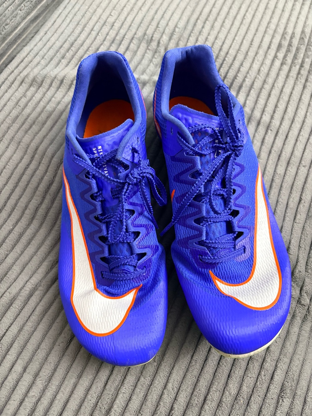Nike Men’s Blue track Cleats with White & Orange Swoosh Nike rival zoom men’s 10